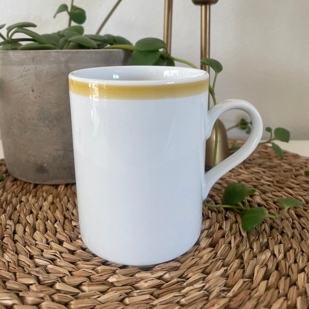 Williams Sonoma Brasserie Yellow Gold Tan Coffee Tea Mug Cup 4”x3.25” RARE HTF!